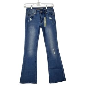 Tractr Mid-rise Light Wash Rip Boot Cut Deim Jeasn Girls Size 14 Y2k